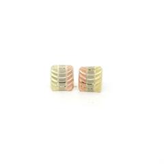 14k Tri Color Gold Square Stud Earrings